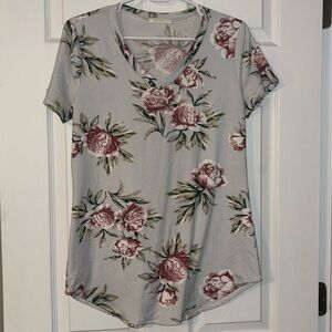 Reborn J Light Grey Floral Tee - Medium
